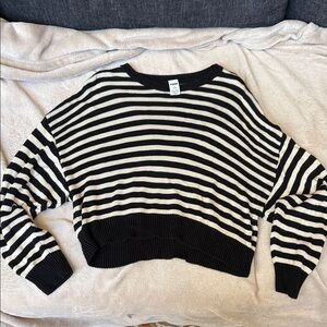 PINK Victoria's Secret Black and Cream Striped Sweater